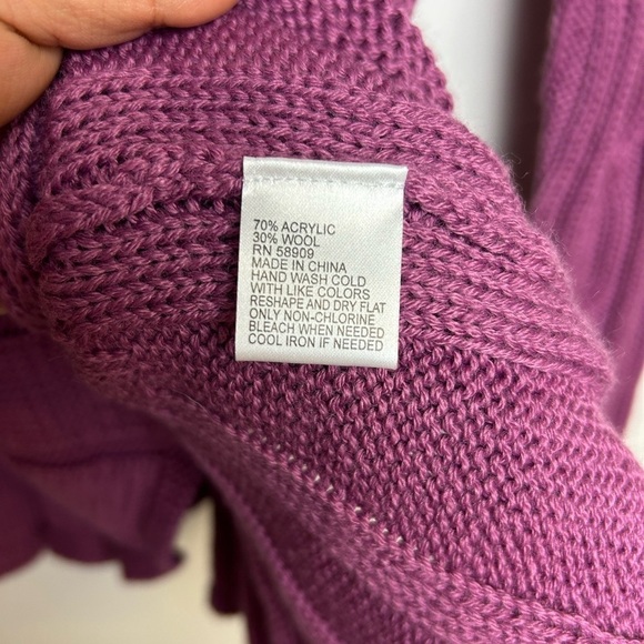 Y2K ALEX MARIE Cable Knit Babydoll Purple Wool Size Xl V-Neck Old money VTG - Picture 6 of 9